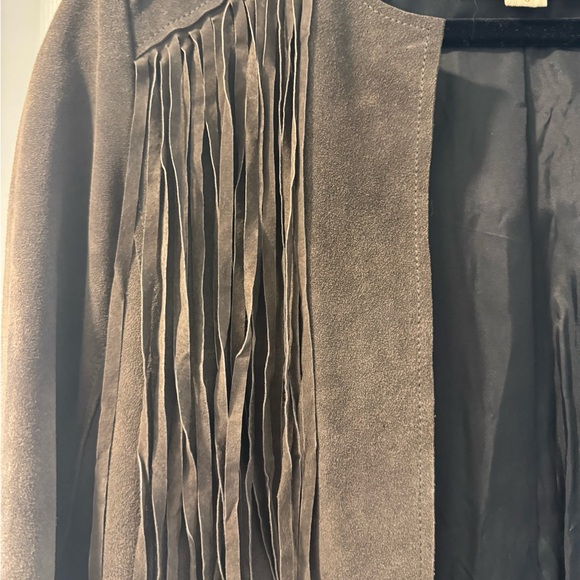 Of Two Minds Charcoal Suede Fringe Jacket - Picture 5 of 12